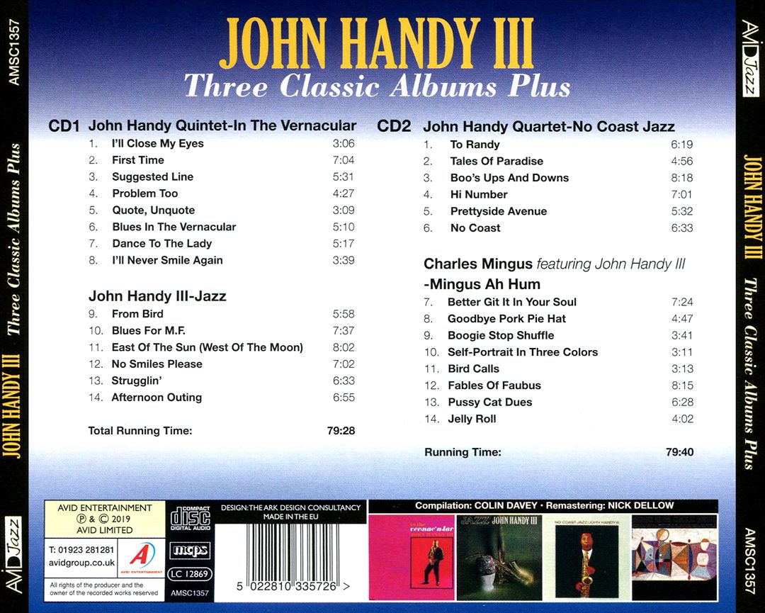 Three Classica Albums Plus: In the Vernacular/No Coast Jazz/Mingus Ah Um cover art