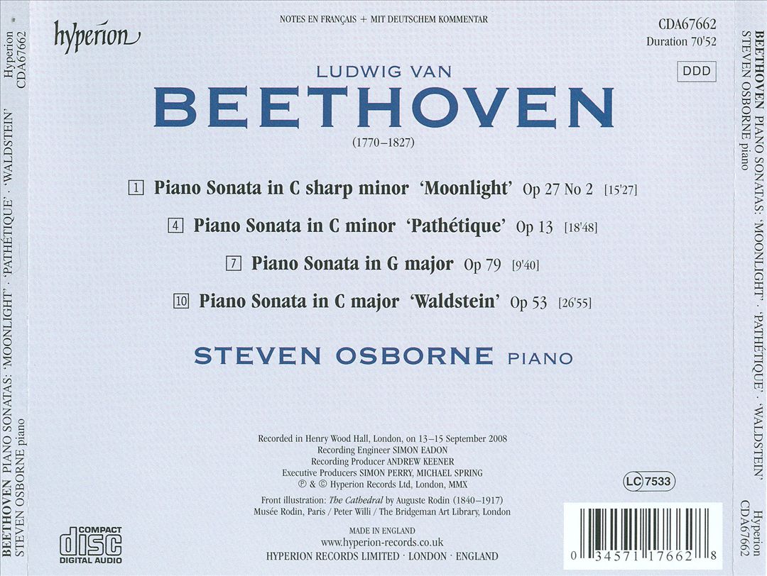 Beethoven: Piano Sonatas - Moonlight, Pathétique, Waldstein cover art