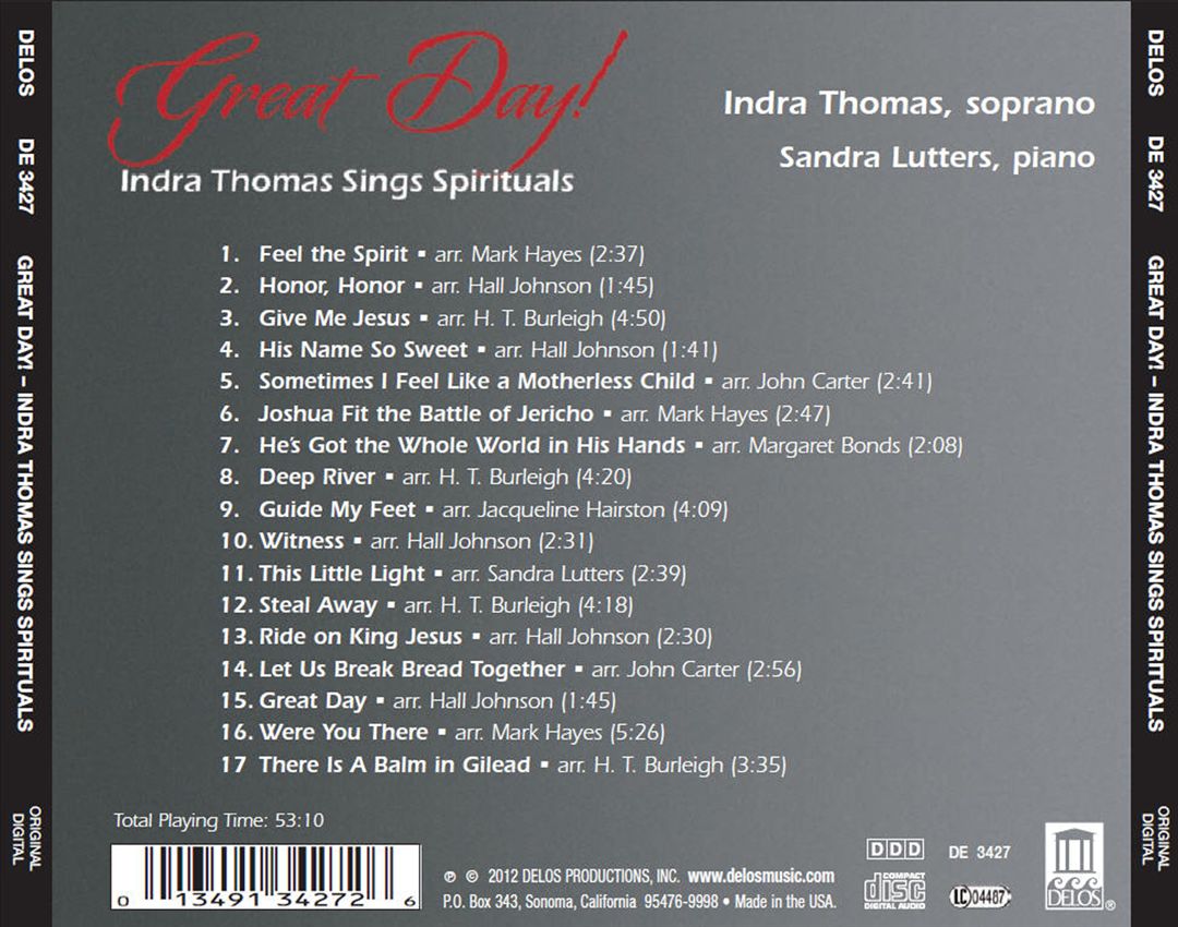Great Day! Indra Thomas Sings Spirituals cover art