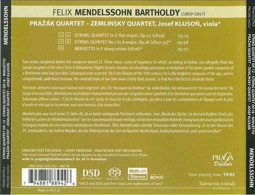 Mendelssohn: String Quartet Op. 12; String Quintet Op. 18; Minuetto cover art