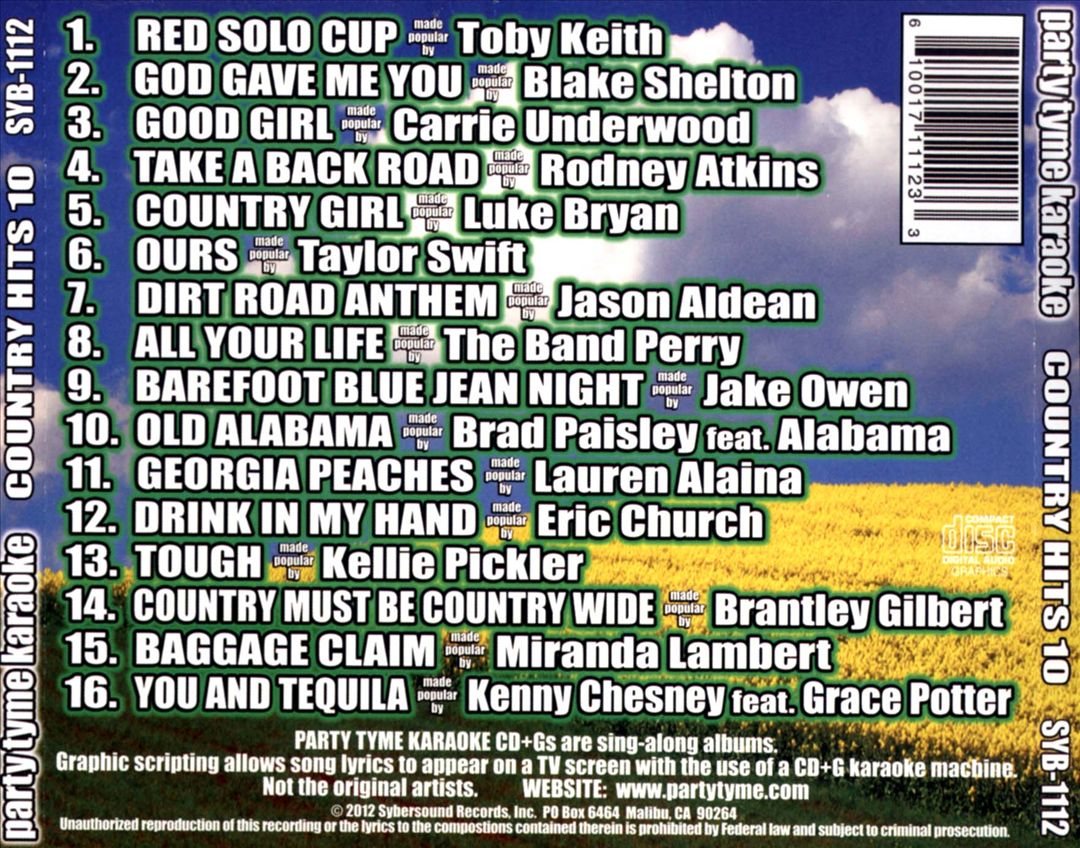 Party Tyme Karaoke: Country Hits, Vol. 10 cover art