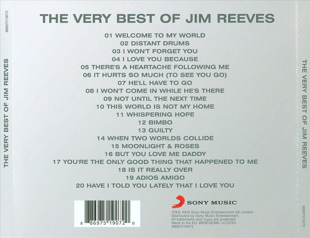 The Very Best of Jim Reeves [Sony 2009] cover art