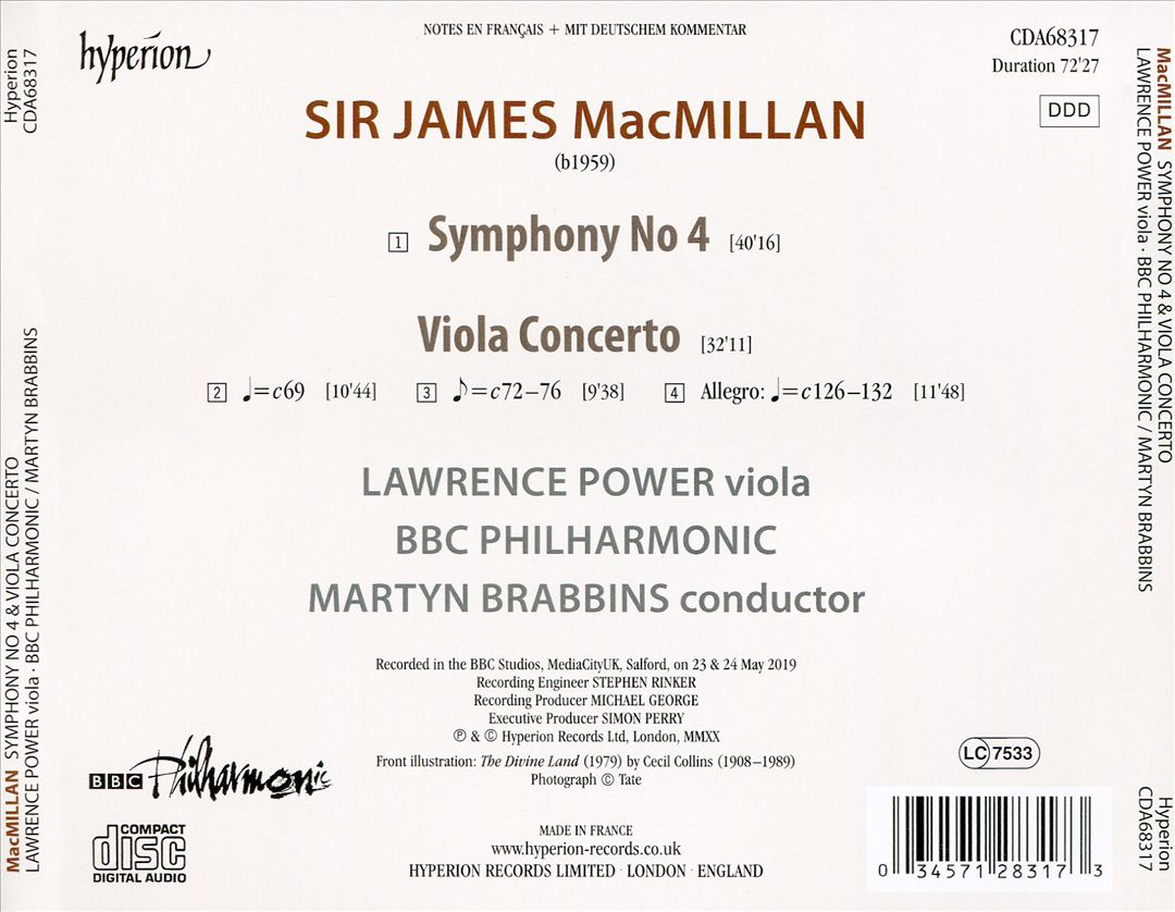 MacMillan: Symphony No 4; Viola Concerto cover art