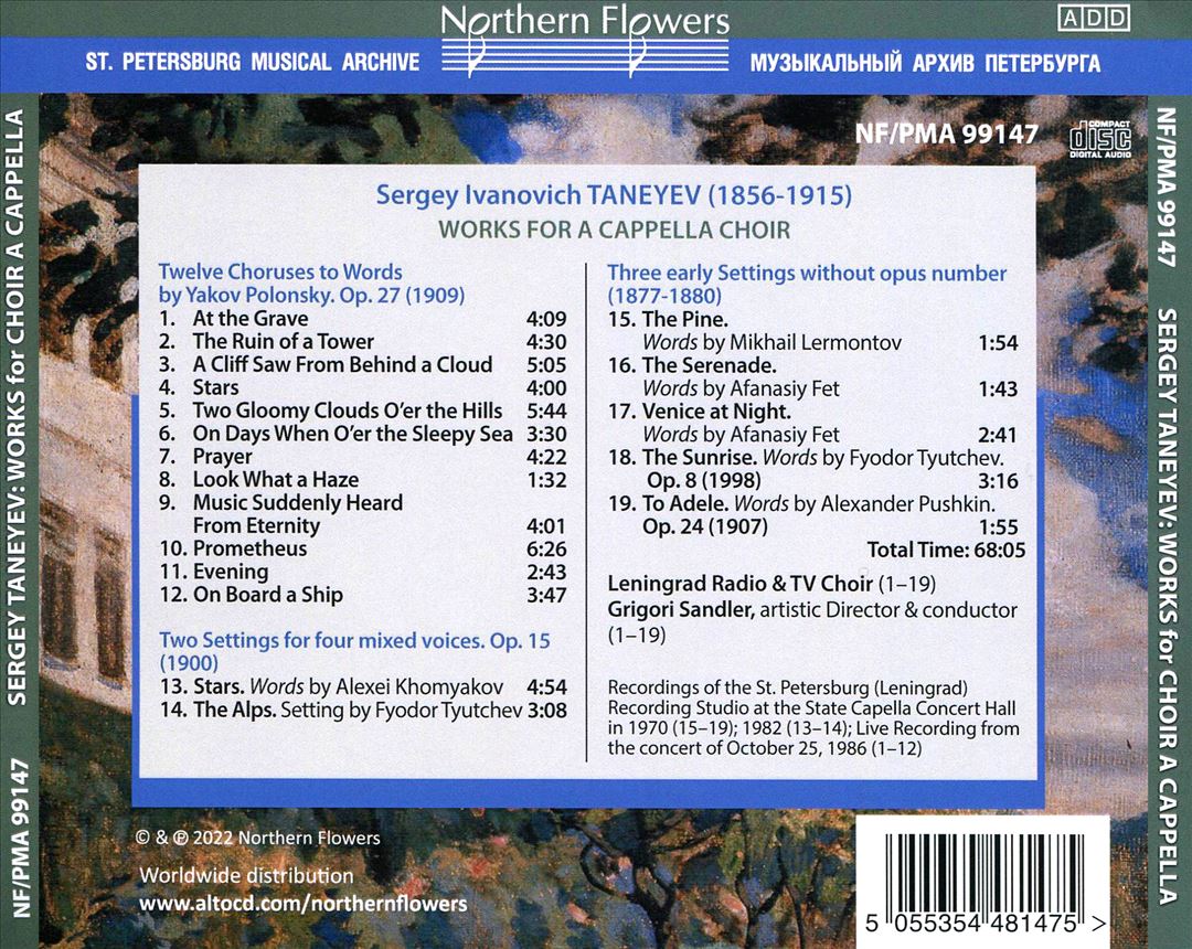Sergey Taneyev: Works for A Cappella Choir cover art