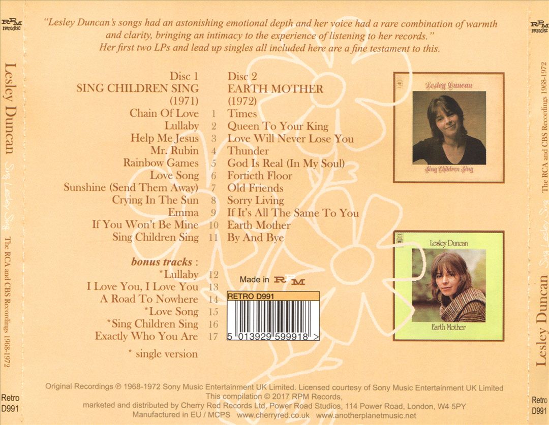 Sing Lesley Sing: The RCA & CBS Recordings 1968-1972 cover art