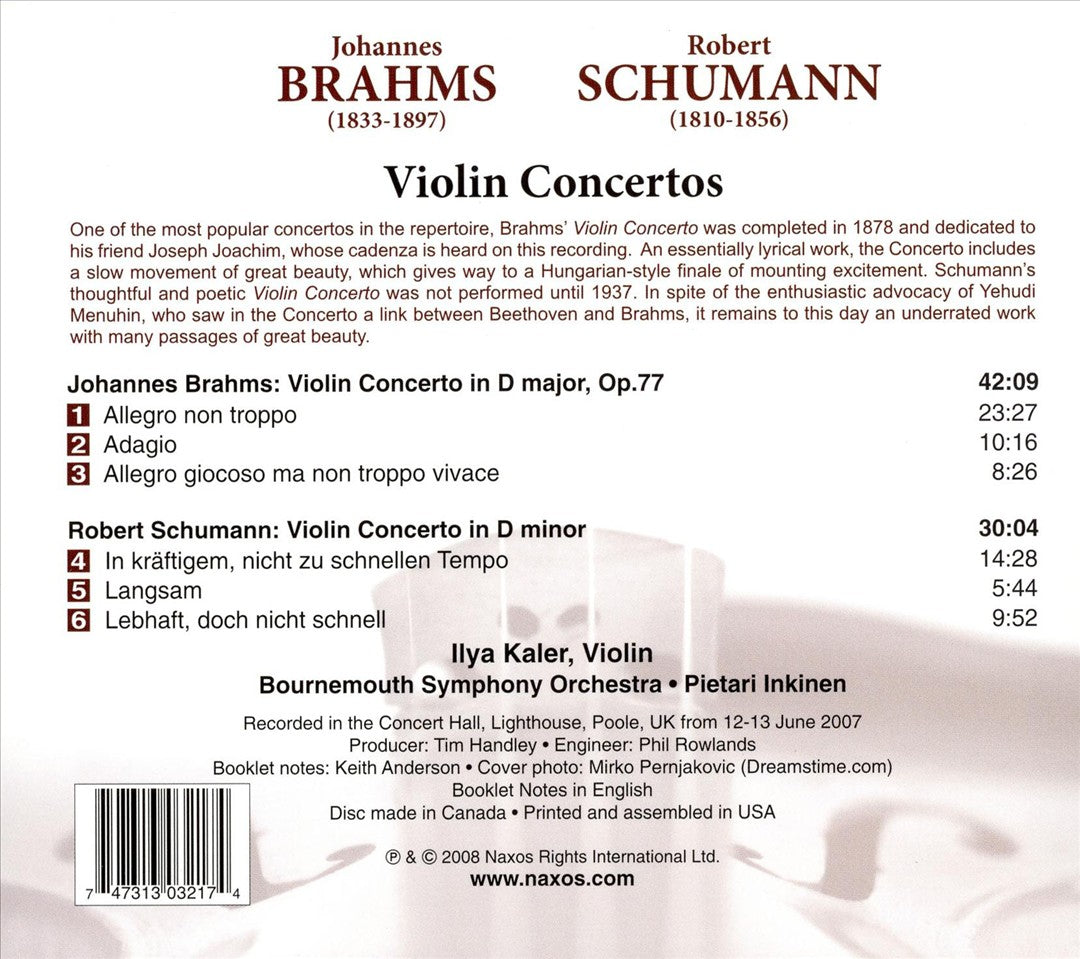 Brahms, Schumann: Violin Concertos cover art