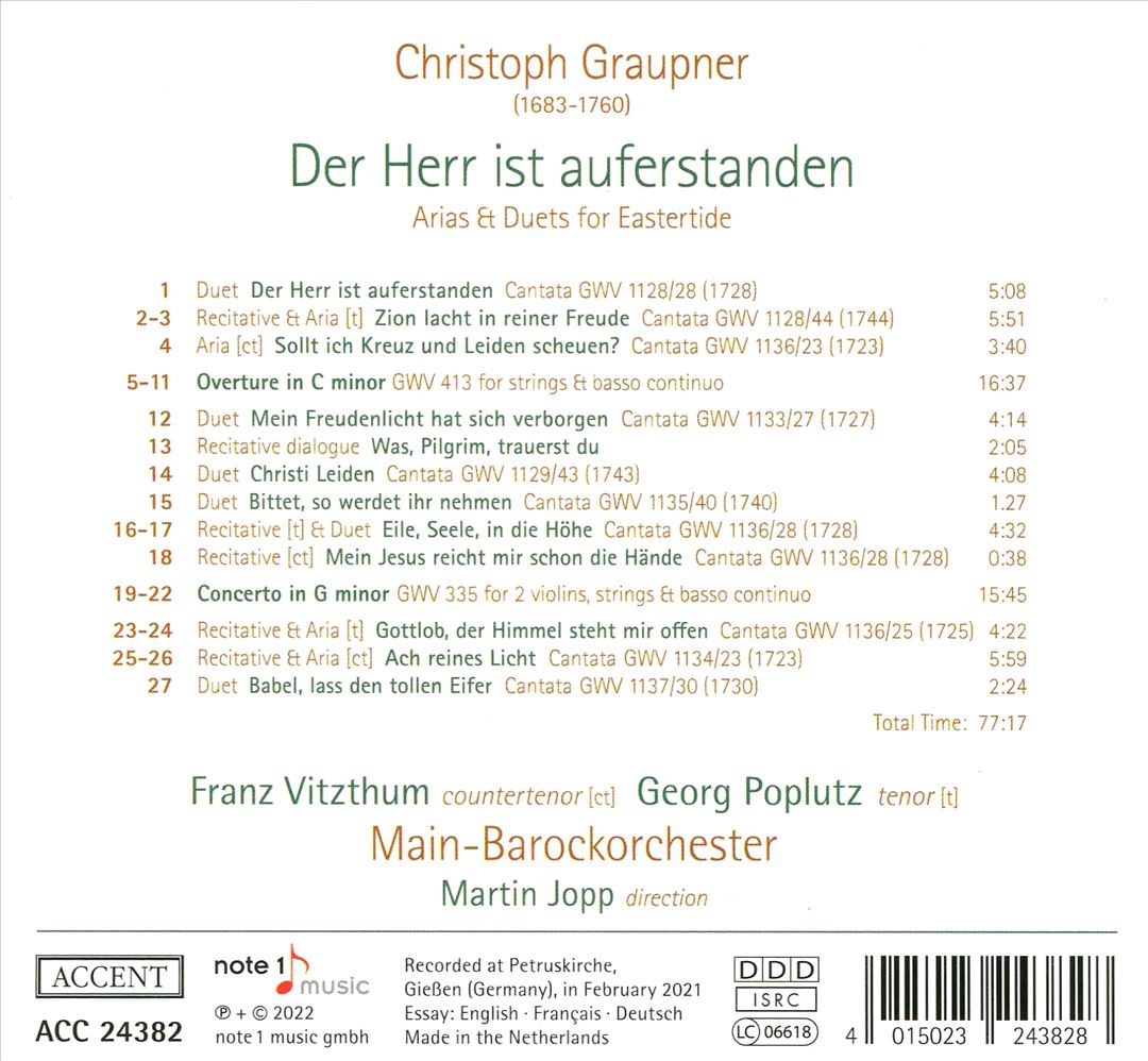 Christoph Graupner: Der Herr ist auferstanden - Arien & Duette zur Osterzeit cover art