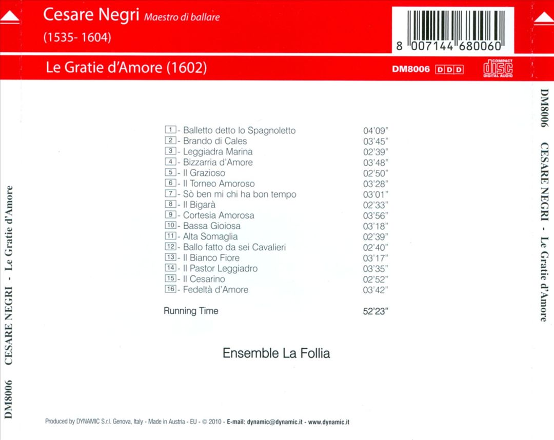 Cesare Negri: Le Gratie d'Amore cover art