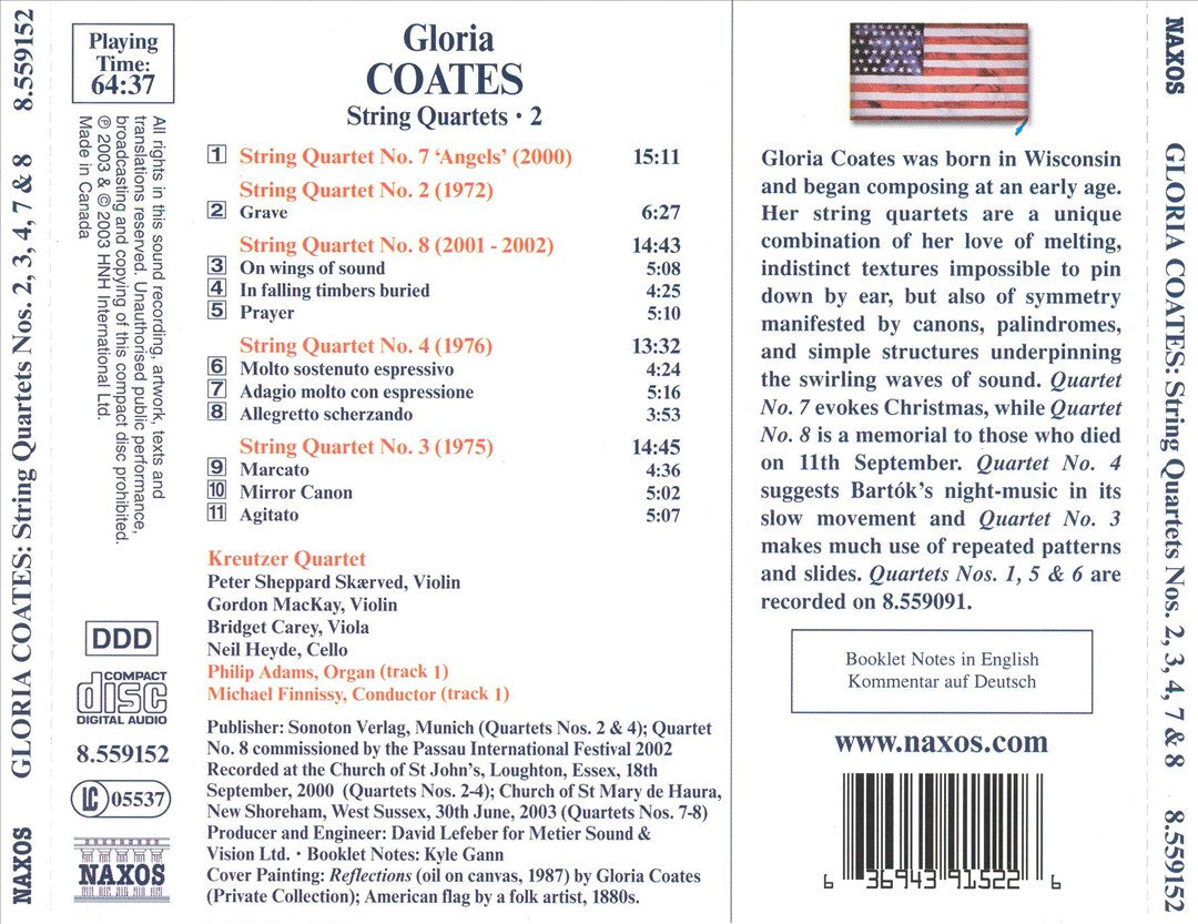 Gloria Coates: String Quartets Nos. 2, 3, 4, 7 and 8 cover art