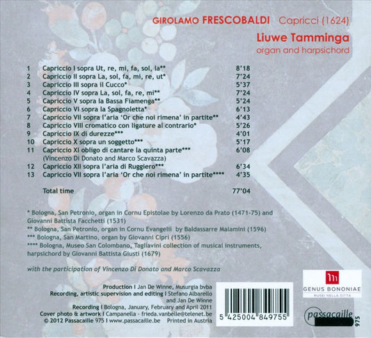 Girolamo Frescobaldi: Capricci cover art