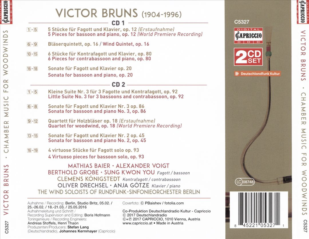 Victor Bruns: Chamber Music for Woodwinds cover art