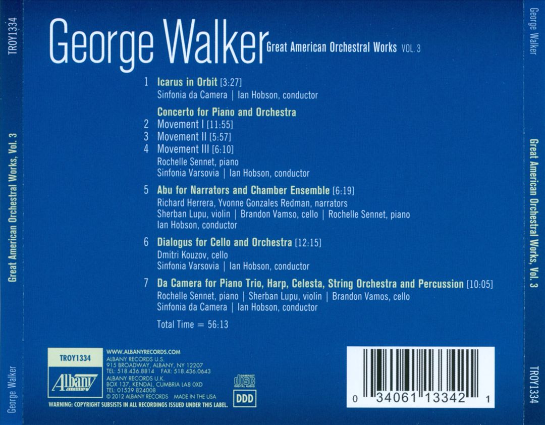 George Walker: Great American Orchestral Works, Vol. 3 cover art