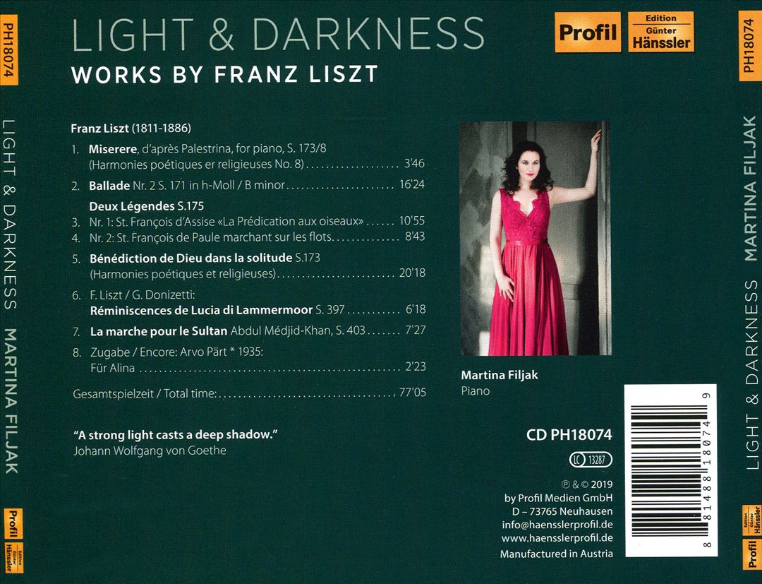 Light & Darkness: Works by Franz Liszt cover art