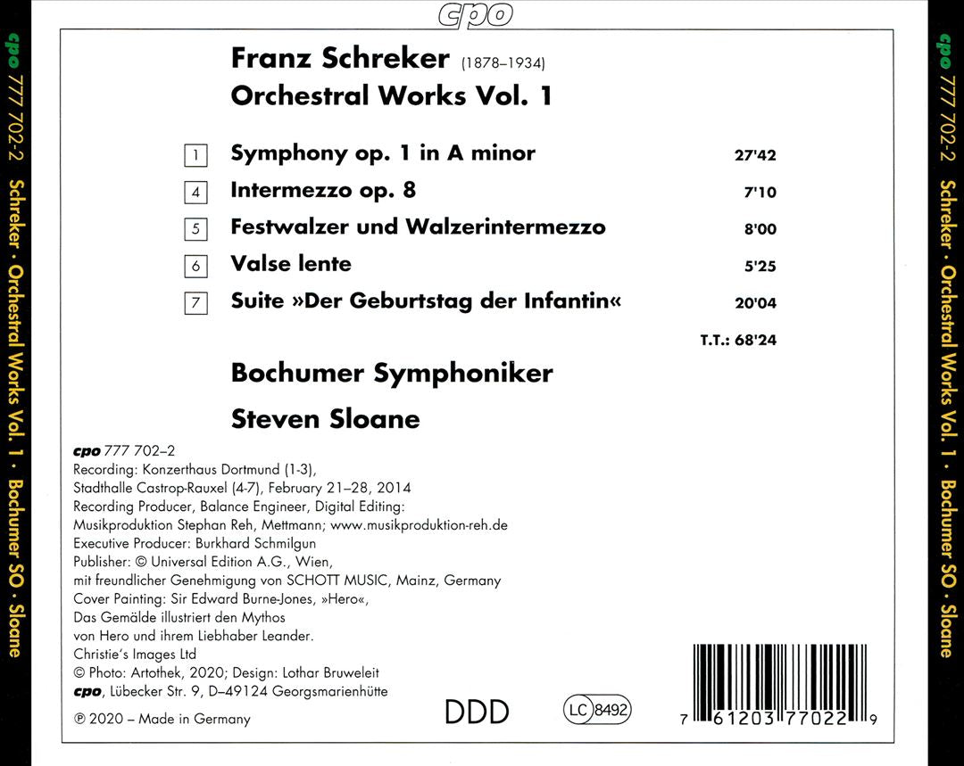 Franz Schreker: Complete Orchestral Works Vol. 1 cover art