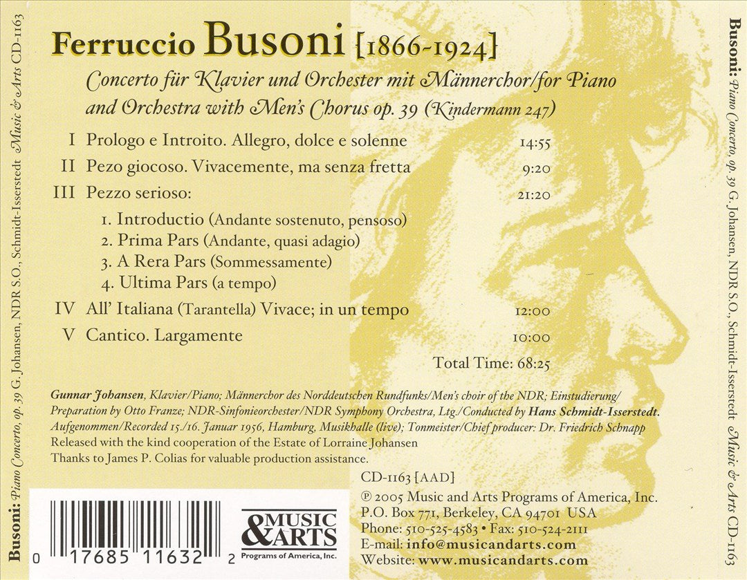 Ferruccio Busoni: Piano Concerto, Op. 39 cover art