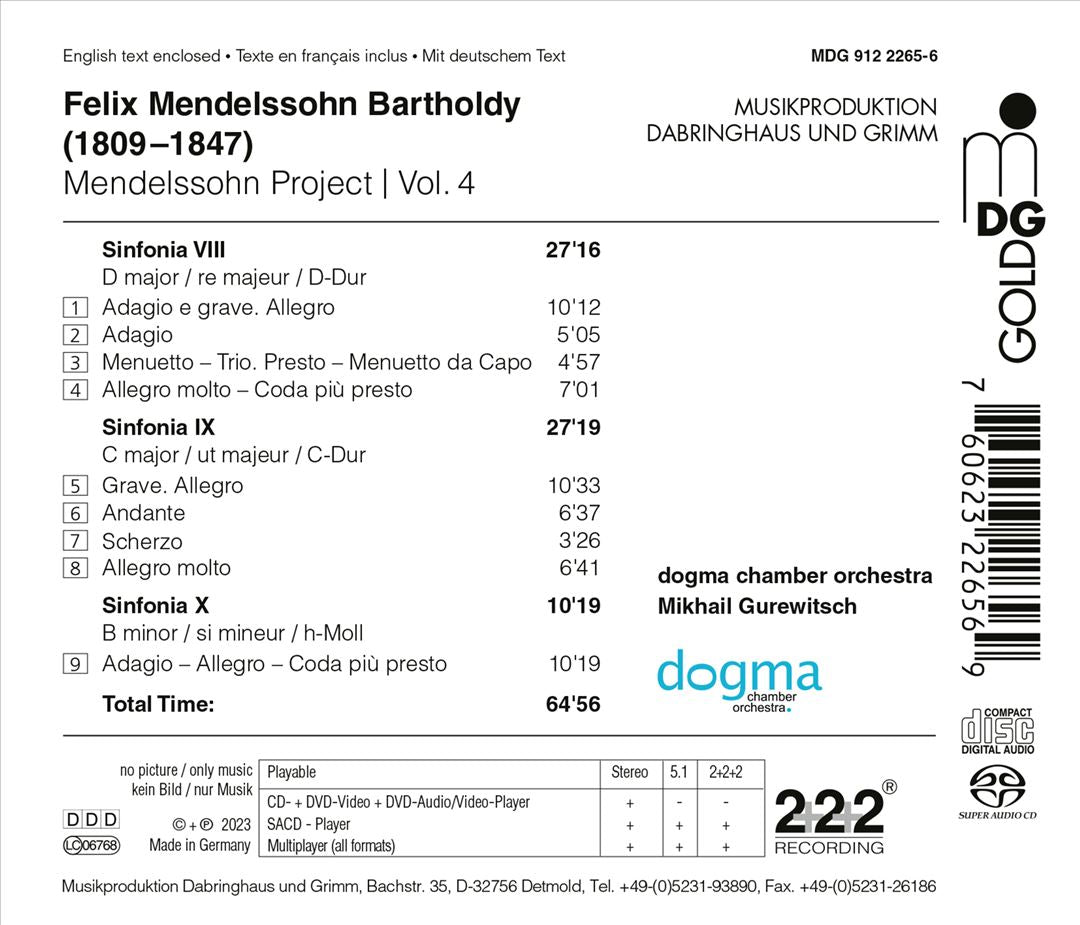 Mendelsohn-Bartholdy: String Symphonies Nos. 8 - 10 cover art