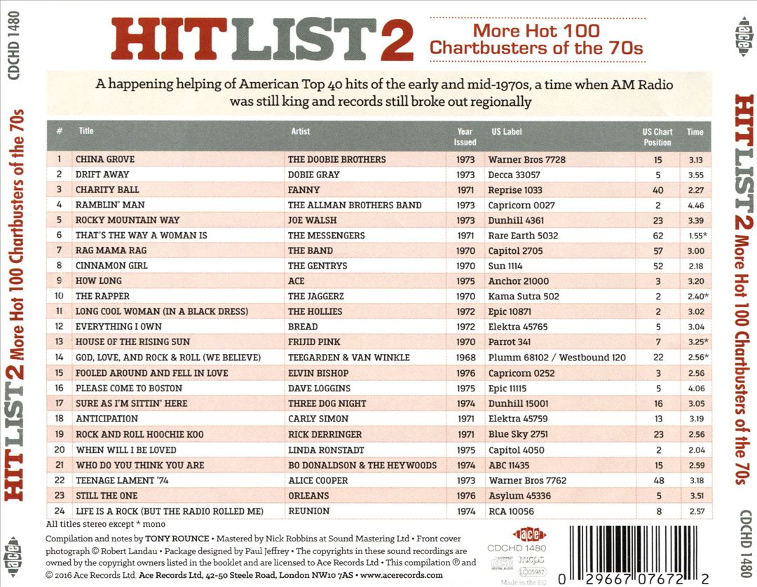 Hit List 2: More Hot 100 Chartbusters from the 70s  cover art
