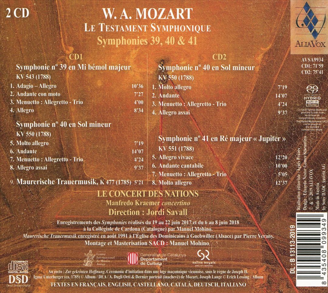 Testament Symphonique: Mozart - Symphonies Nos. 39-41 cover art