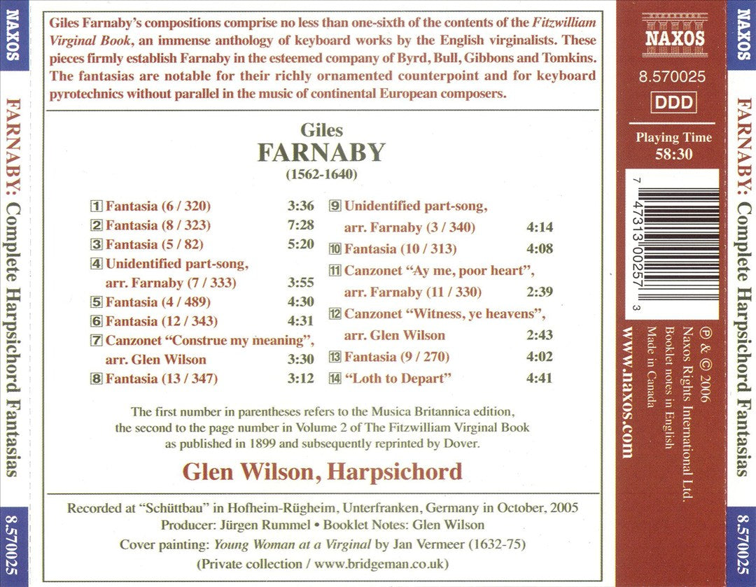 Farnaby: Complete Fantasias for Harpsichord cover art