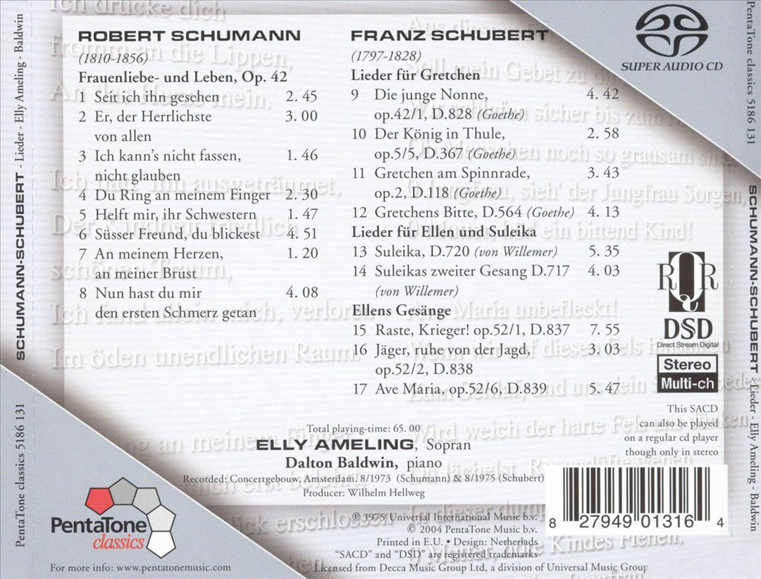 Schumann: Frauenliebe- und Leben; Schubert: Lieder für Gretchen, Ellen und Suleika  cover art