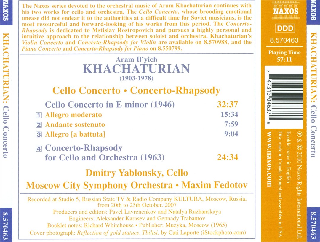 Khachaturian: Cello Concerto; Concerto-Rhapsody cover art