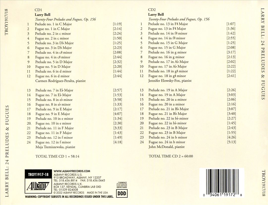 Larry Bell: Twenty-Four Preludes and Fugues cover art