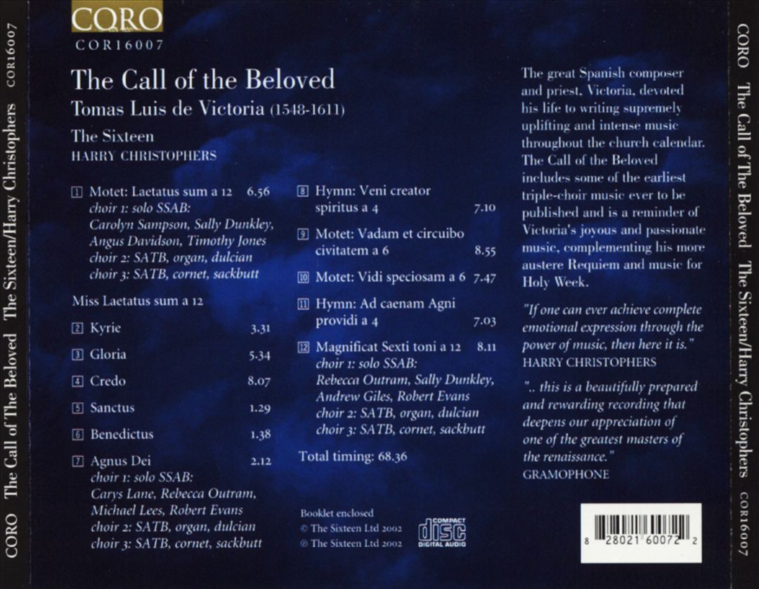 Call of the Beloved - Tomas Luis de Victoria cover art