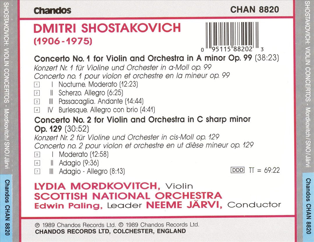 Shostakovich: Violin Concertos No. 1, Op. 99 & No. 2, Op. 129 cover art