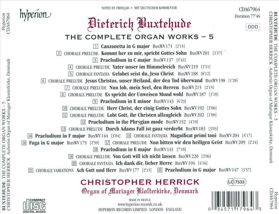 Buxtehude: The Complete Organ Works, Vol. 5 cover art