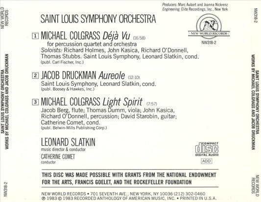 Michael Colgrass: Déjà-Vu; Light Spirit; Jacob Druckman: Aureole cover art