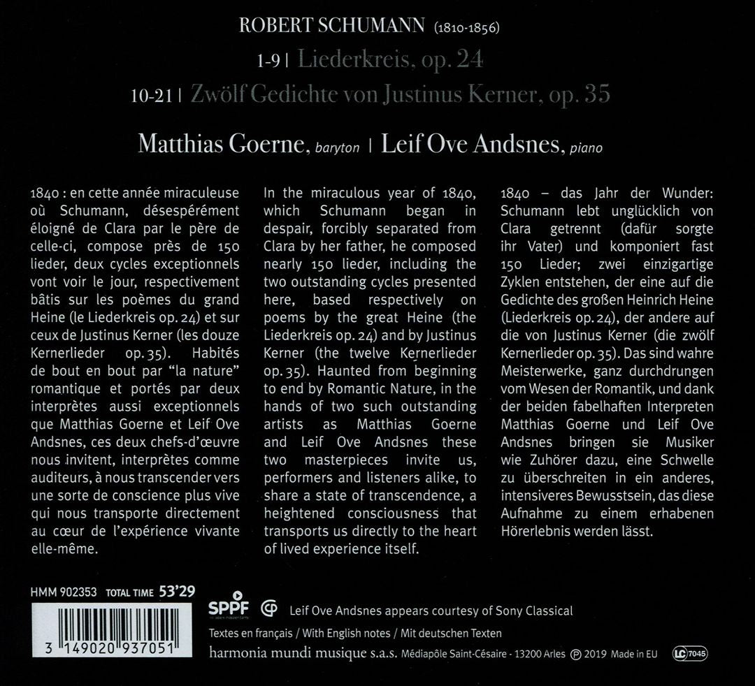 Robert Schumann: Liederkreis Op. 24; Kerner-Lieder cover art