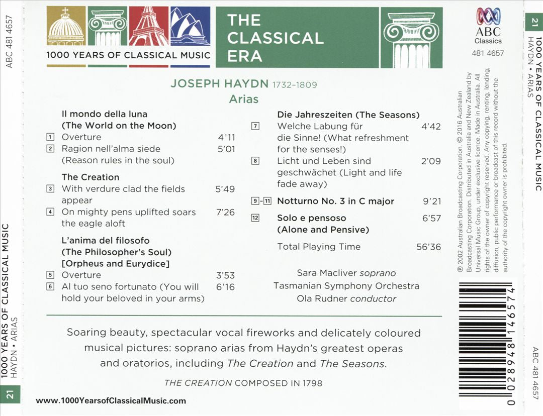 1000 Years of Classical Music, Vol. 21: The Classical Era - Haydn: Arias cover art