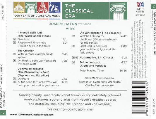 1000 Years of Classical Music, Vol. 21: The Classical Era - Haydn: Arias cover art