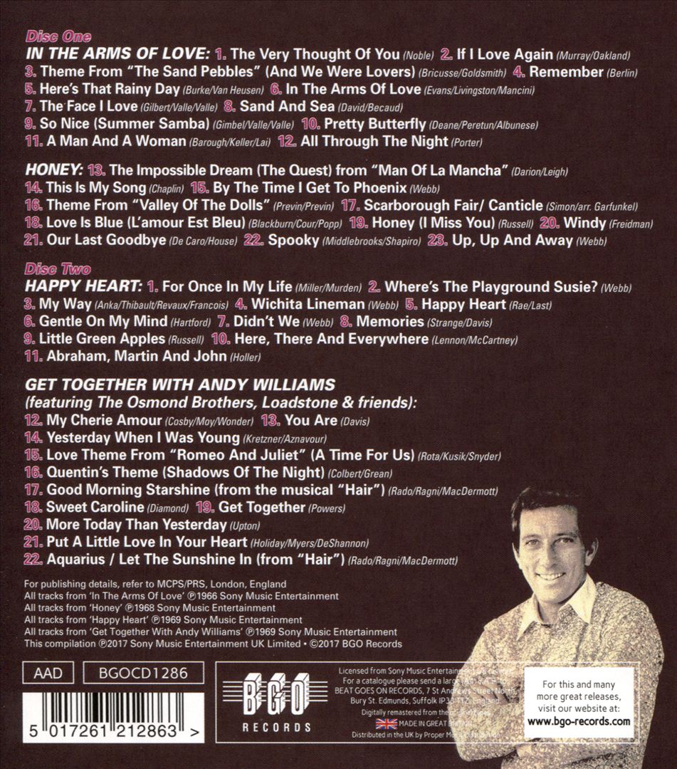 In the Arms of Love/Honey/Get Together with Andy Williams cover art