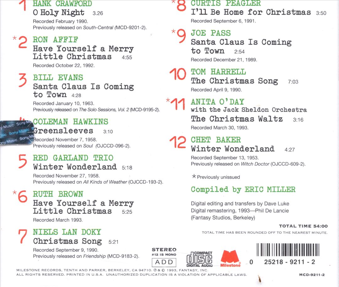 Christmas Songs [Milestone] cover art