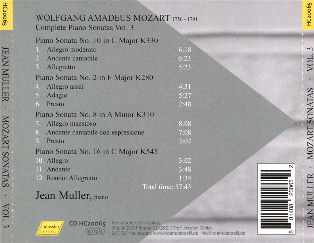 Mozart: Piano Sonatas, Vol. 3 - K.330, K.280, K.310, K.545 cover art