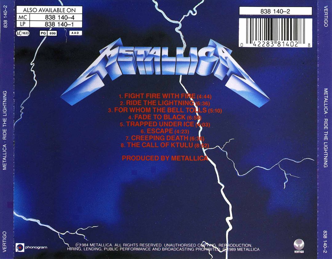 Ride the Lightning cover art