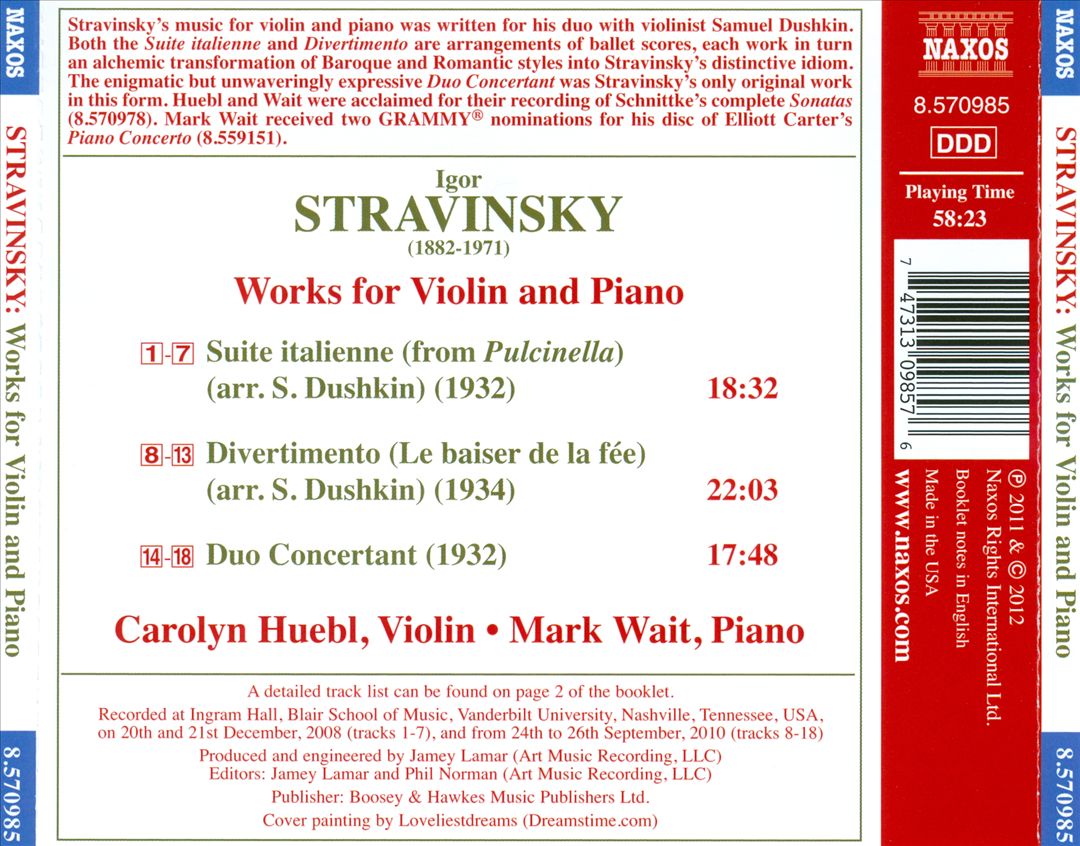 Stravinsky: Works for Violin and Piano cover art