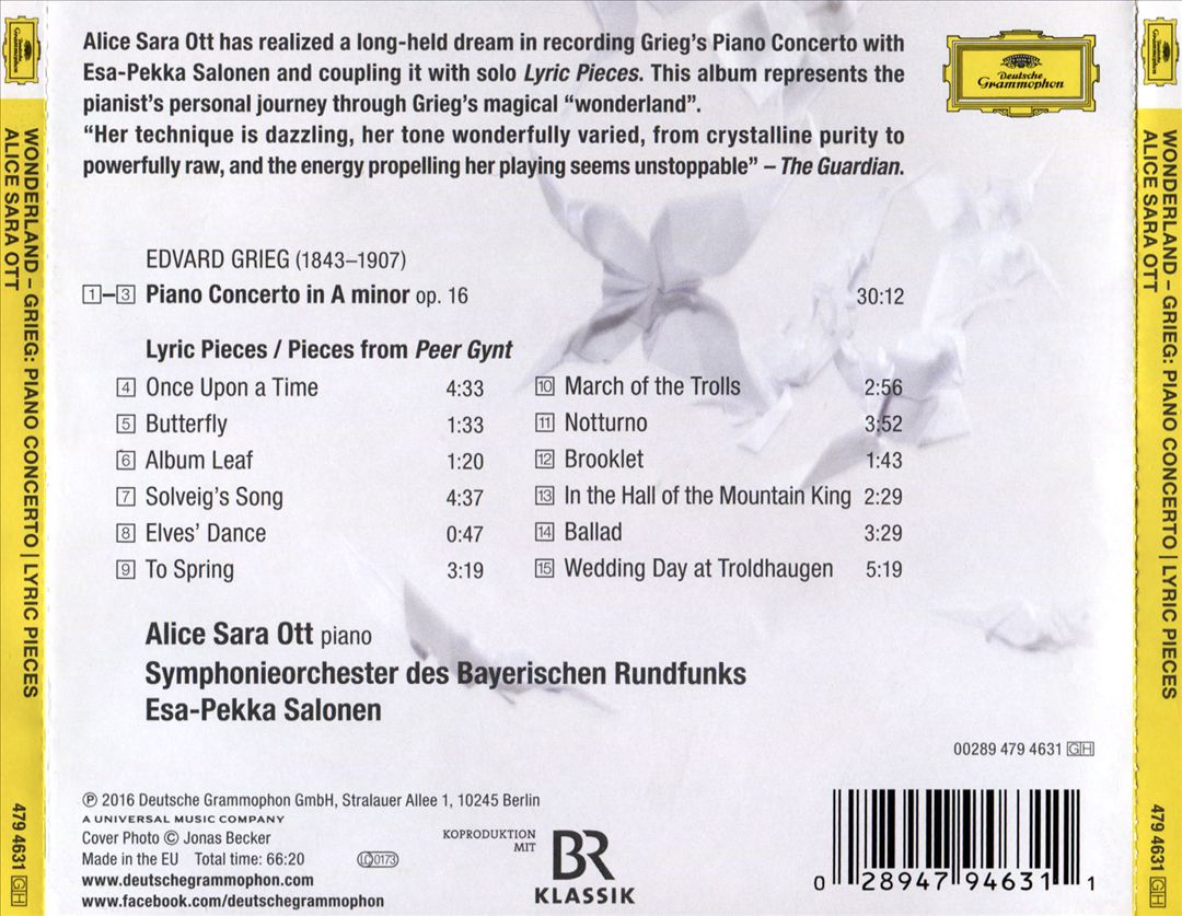 Wonderland: Edvard Grieg - Piano Concerto; Lyric Pieces cover art