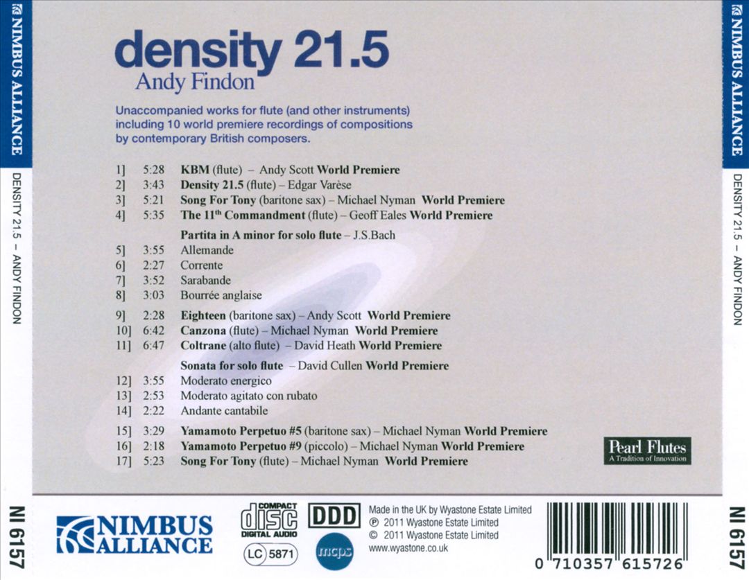Density 21.5: Unaccompanied Works for Flute (And Other Instruments) cover art