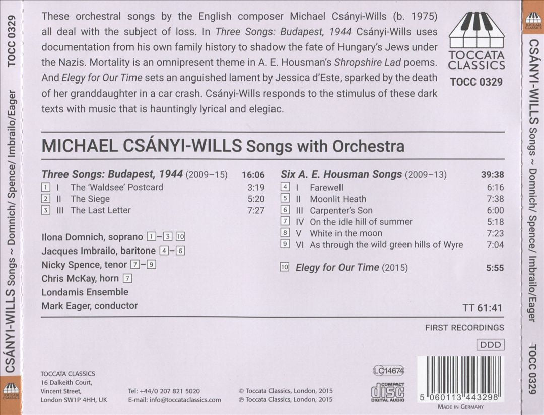 Michael Csányi-Wills: Songs with Orchestra cover art