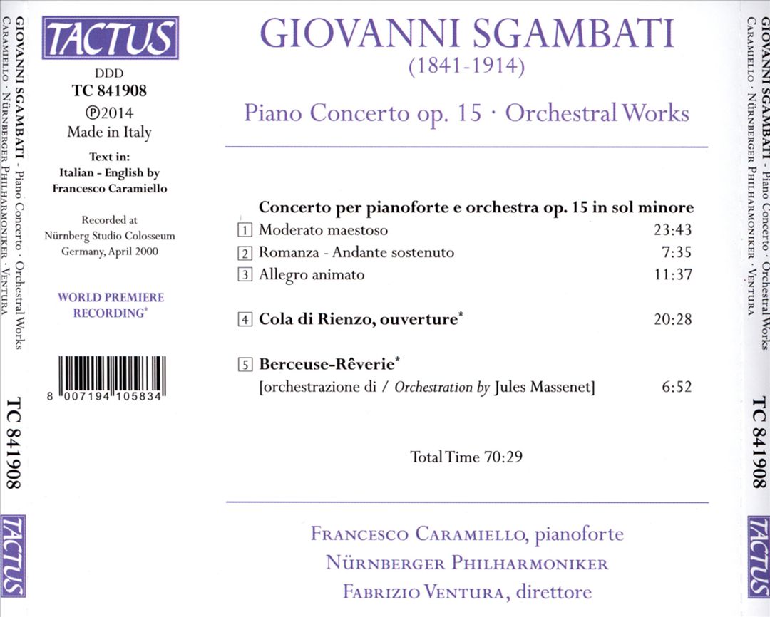 Sgambati: Piano Concerto cover art