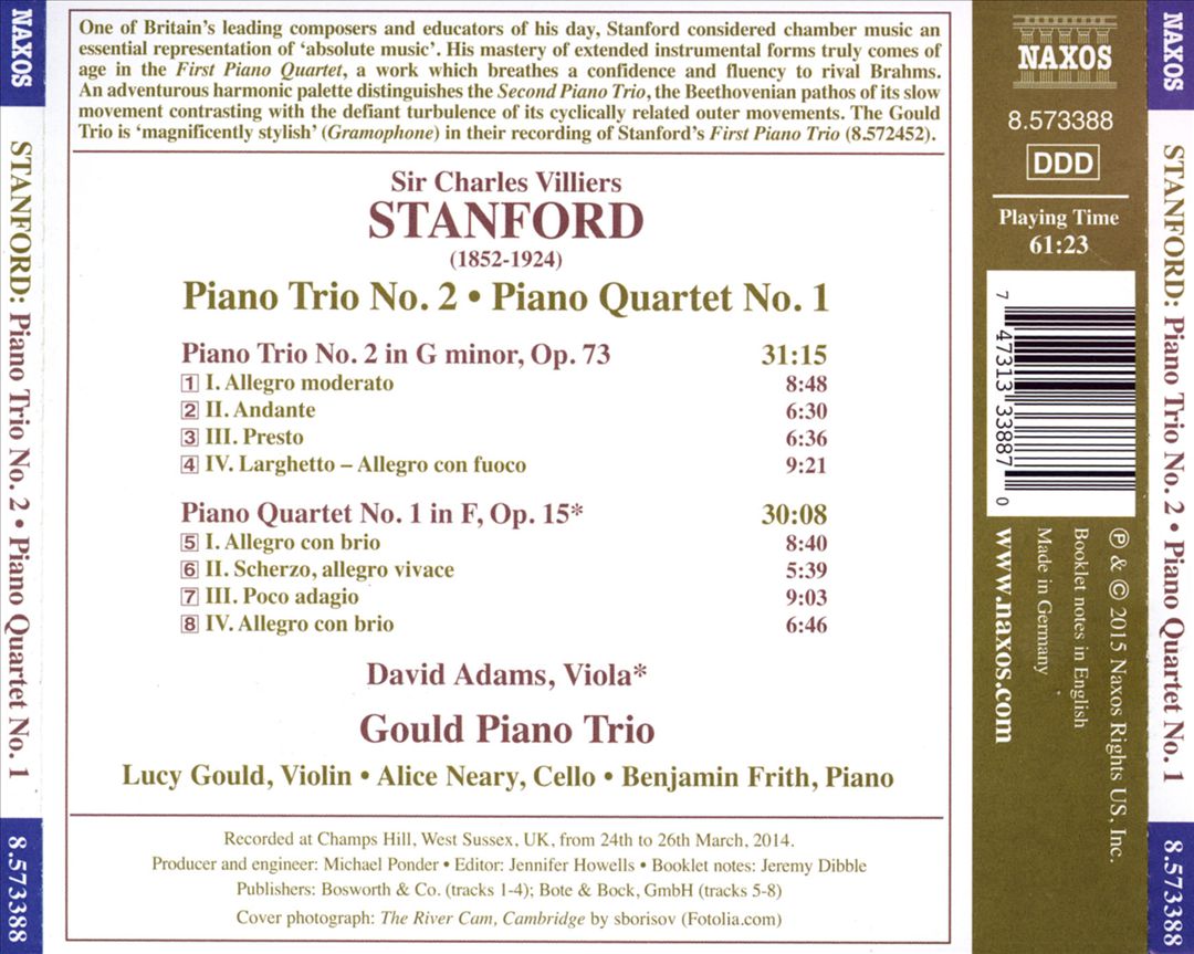 Stanford: Piano Trio No. 2; Piano Quartet No. 1 cover art