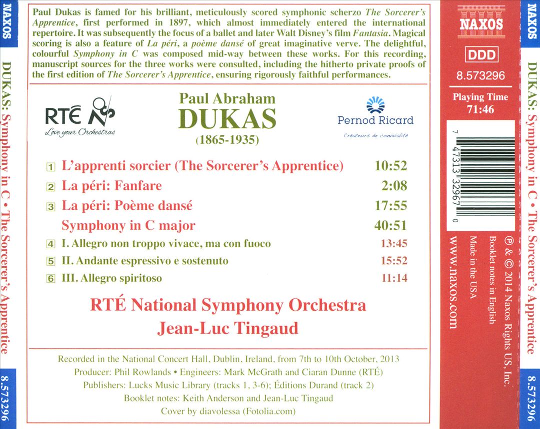 Dukas: Symphony in C; The Sorcerer's Apprentice; La péri cover art