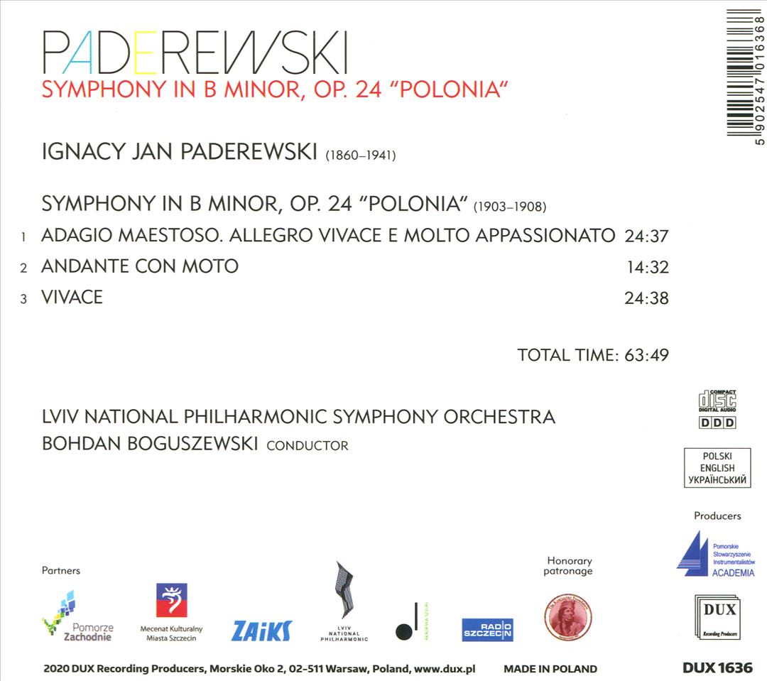 Paderewski: Symphony in B Minor, Op.24 "Polonia" cover art