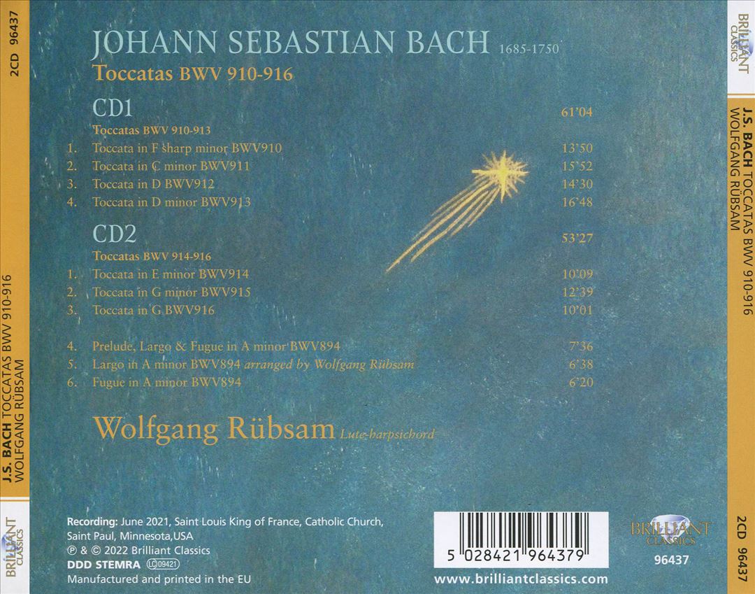 J.S. Bach: Toccatas BWV 910-916 [2021 Recording on Lute-Harpsichord] cover art