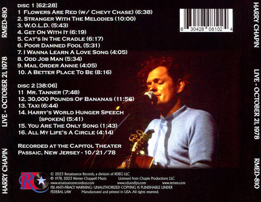 Live at the Capitol Theater, Passiac, NJ, October 21, 1978 cover art