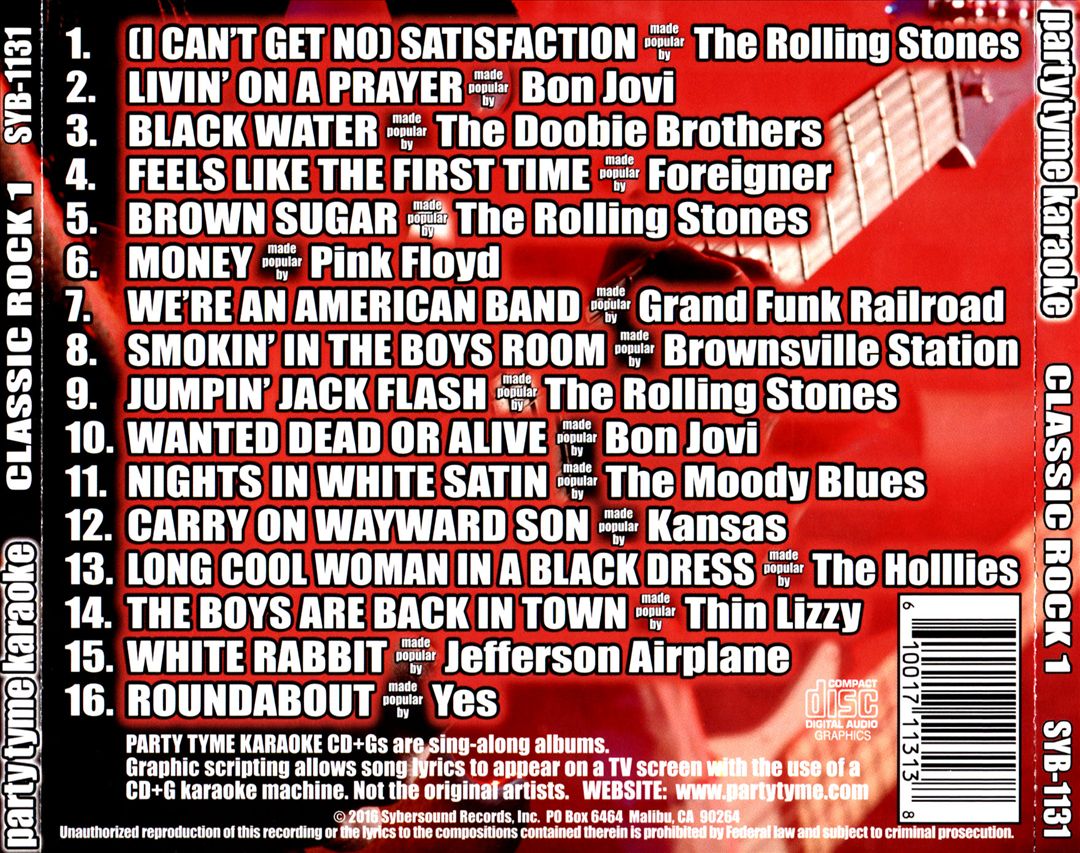 Party Tyme Karaoke: Classic Rock, Vol. 1 cover art