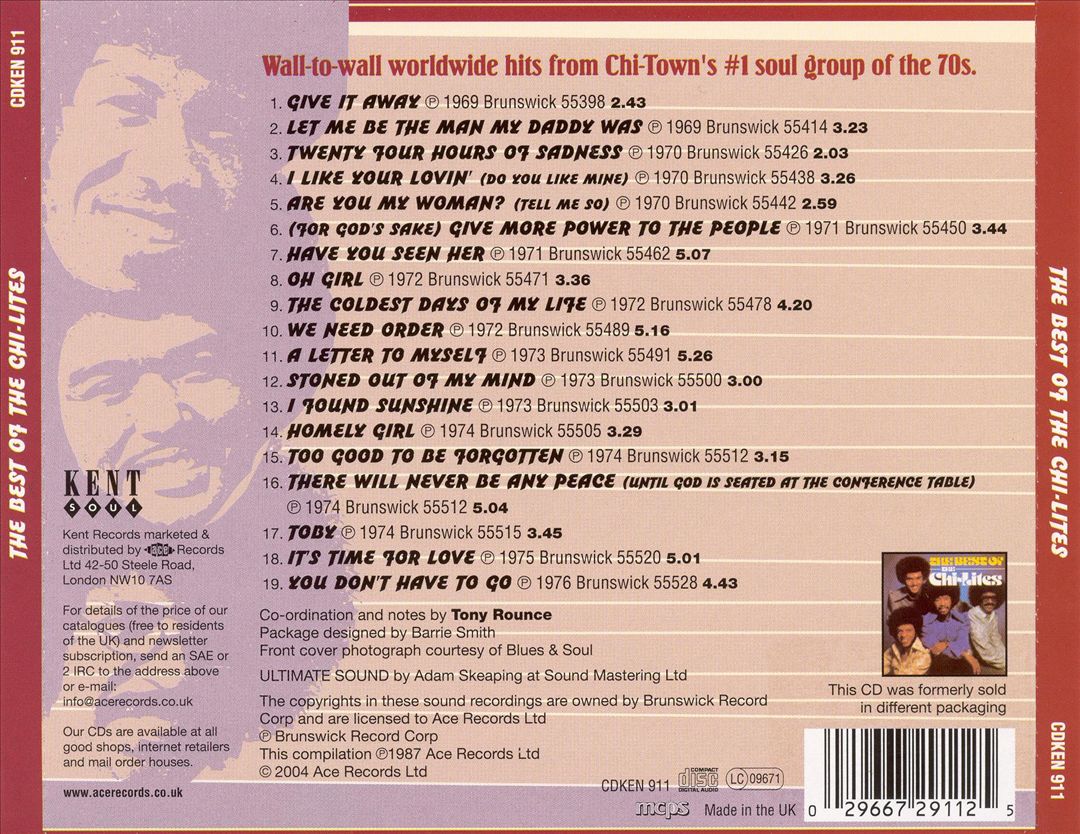 Best of the Chi-Lites [Kent] cover art