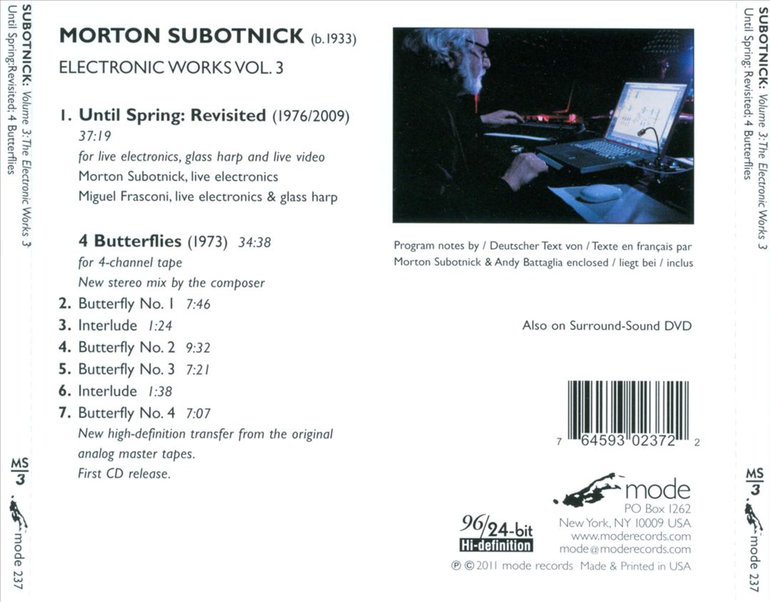 Morton Subotnick: 4 Butterflies; Until Spring: Revisited cover art